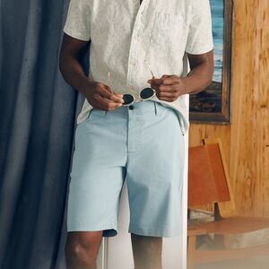 Faherty Movement Chino Short 8” Light Blue Shorts Men 33 Organic Cotton Casual